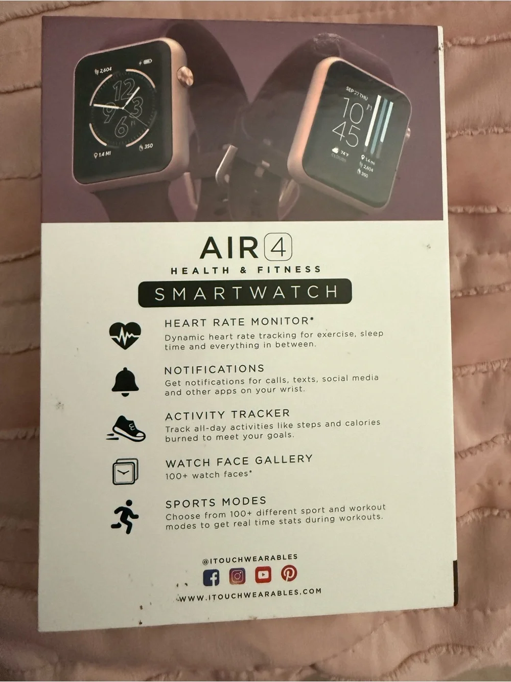 iTouch Wearables Jillian Michaels Edition Smartwatch in Plum with Rose-Gold Case